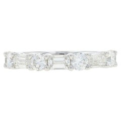 White Gold Diamond Wedding Band - 18k Emerald 1.04ctw Ring