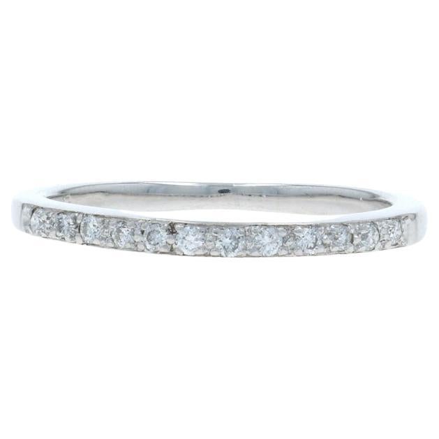 Fascia nuziale con diamante in oro bianco - Anello a Brilliante Rotondo 18k da 0,10 ct.