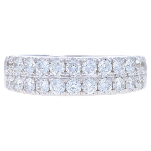 White Gold Diamond Wedding Band 18k Round Brilliant .98ctw French Set Ring