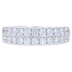 White Gold Diamond Wedding Band 18k Round Brilliant .98ctw French Set Ring