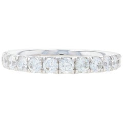White Gold Diamond Wedding Band, 18k Round Brilliant Cut .94 Carat Women's Ring