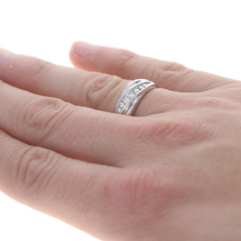 Weißgold Diamant Hochzeit Herrenband - 14k Runde Brillant .25ctw Ring Größe 8 1 im Angebot 1