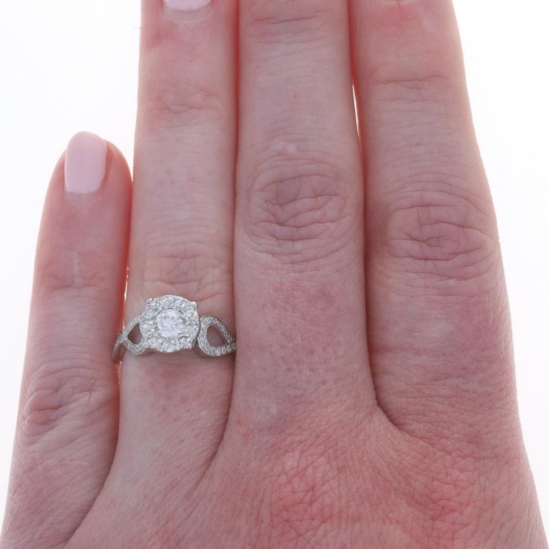 Donna Parure di diamanti in oro bianco - Brilliante rotondo 14k e aureola singola da 1,00 ct. in vendita