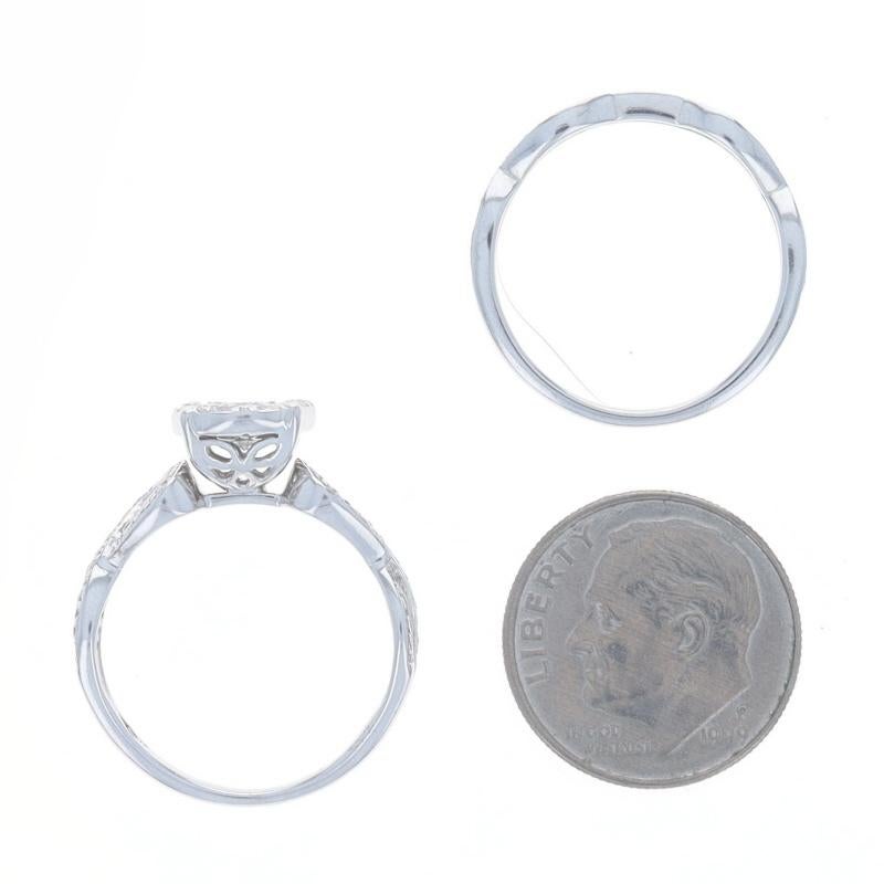 Parure di diamanti in oro bianco - Brilliante rotondo 14k e aureola singola da 1,00 ct. in vendita 3