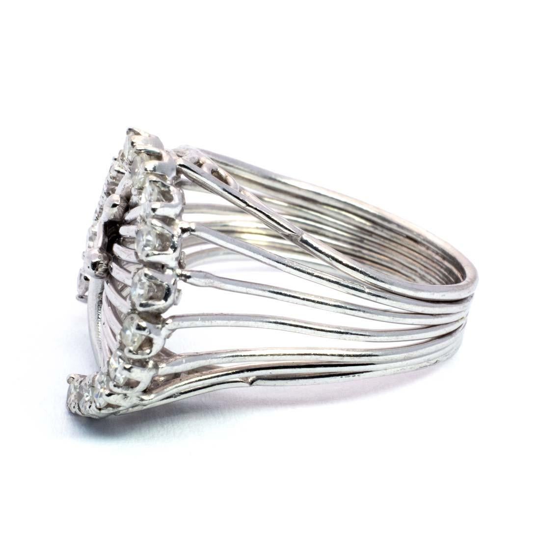 Women's White Gold & Diamond Wire Ring 1960's For Sale