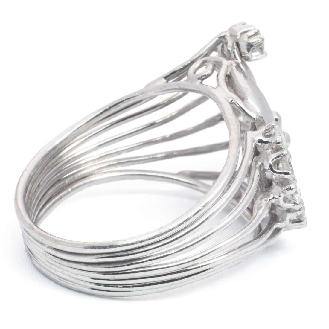 White Gold & Diamond Wire Ring 1960's For Sale 3