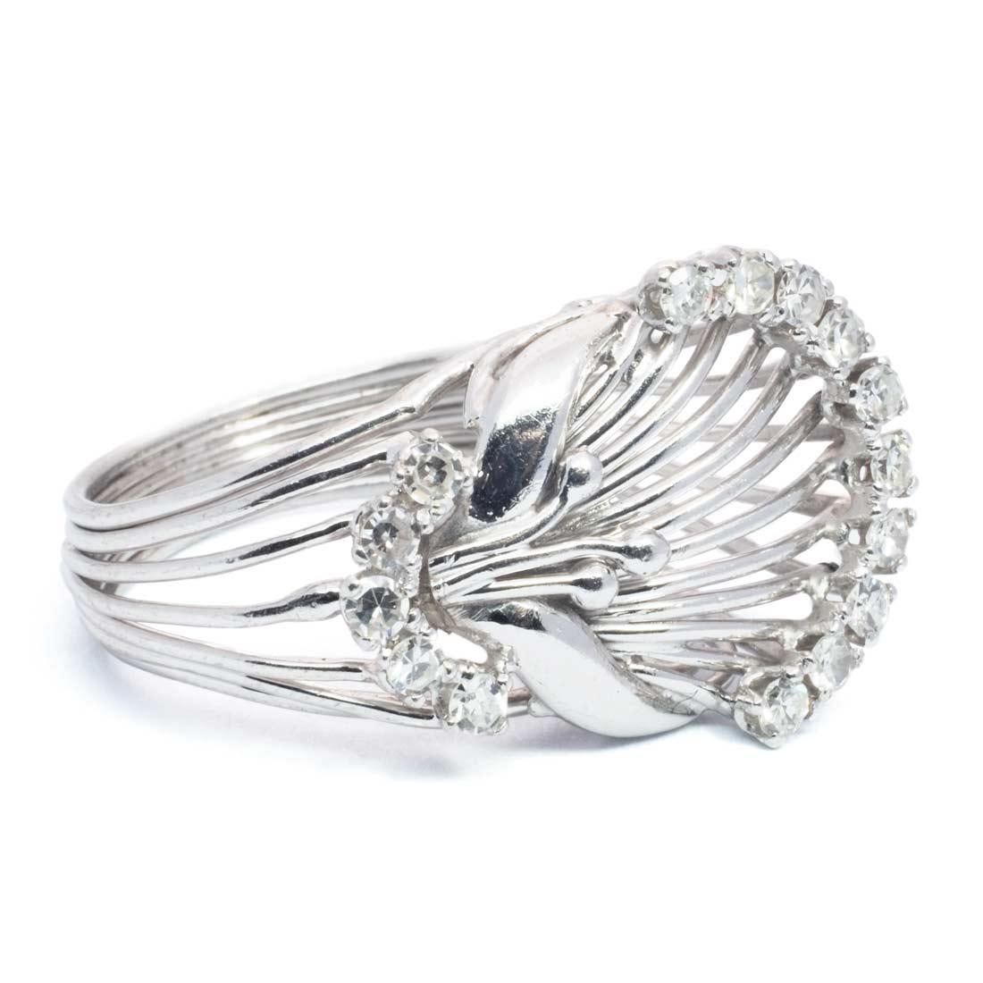 White Gold & Diamond Wire Ring 1960's For Sale 4