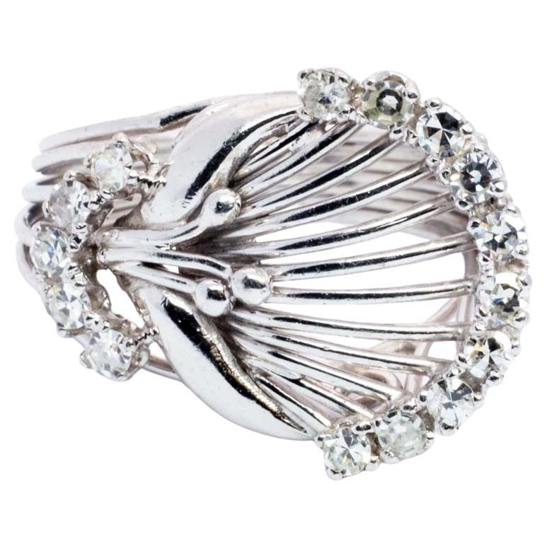 White Gold & Diamond Wire Ring 1960's For Sale