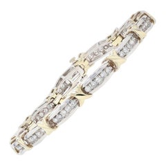 White Gold Diamond X Link Bracelet 10 Karat Round Brilliant Cut 2.00 Carat