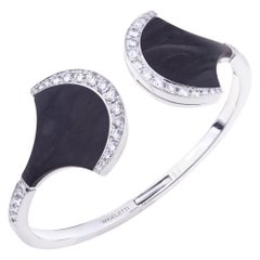 White Gold Diamonds and Black Carbon Fiber Bangle Bracelet