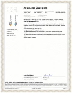 White Gold Diamonds and Gemstones Briolette Flexible Circle Drop Earrings