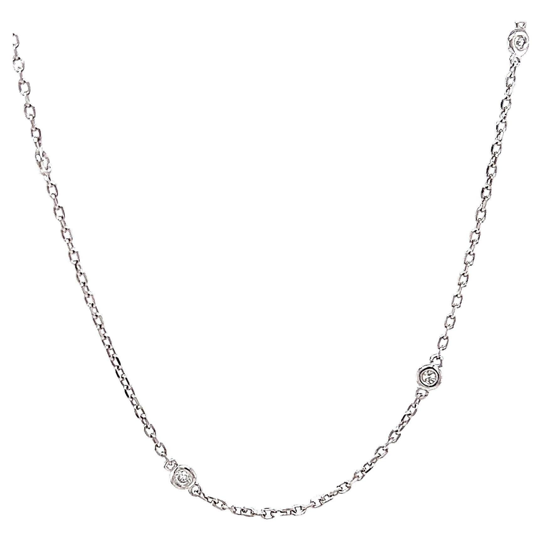 14 Karat White Gold Diamonds by The Yard Chain Necklace