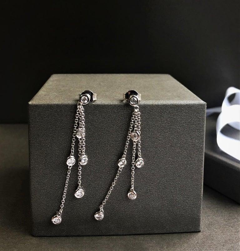 White Gold Diamonds by the Yard Earrings In New Condition In New York, NY