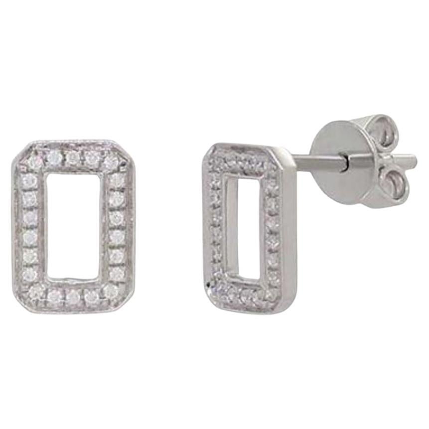 White Gold Diamonds Rectangular Earrings For Sale