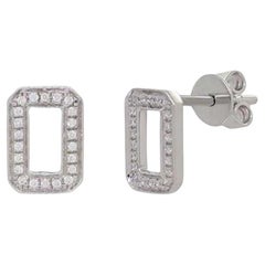 White Gold Diamonds Rectangular Earrings