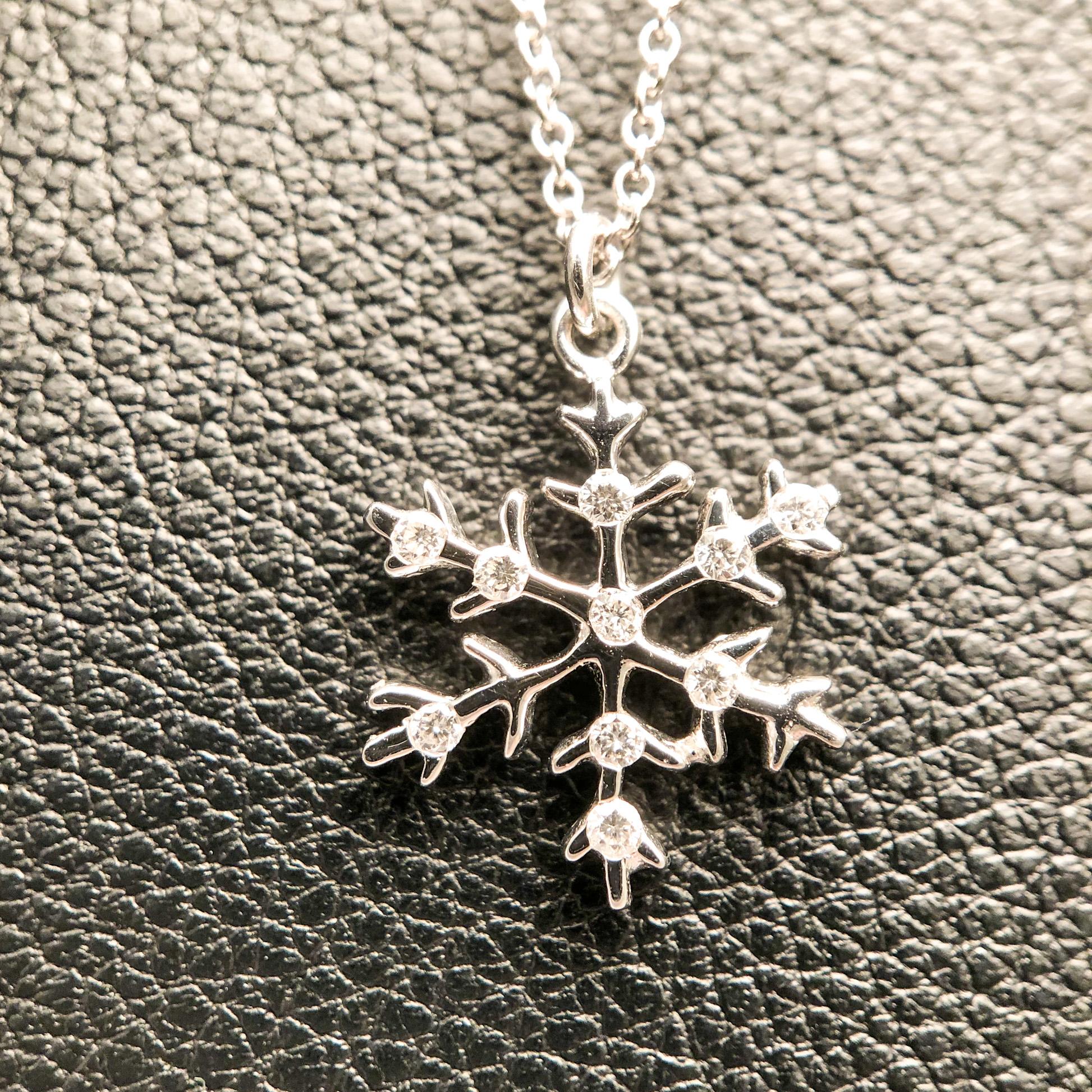 White Gold Diamonds Snow Flake Necklace with Pendant Aenea Jewellery ...