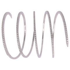 White Gold Diamonds Stretchable Wrap Around Bangle Cuff 5.70 Carat