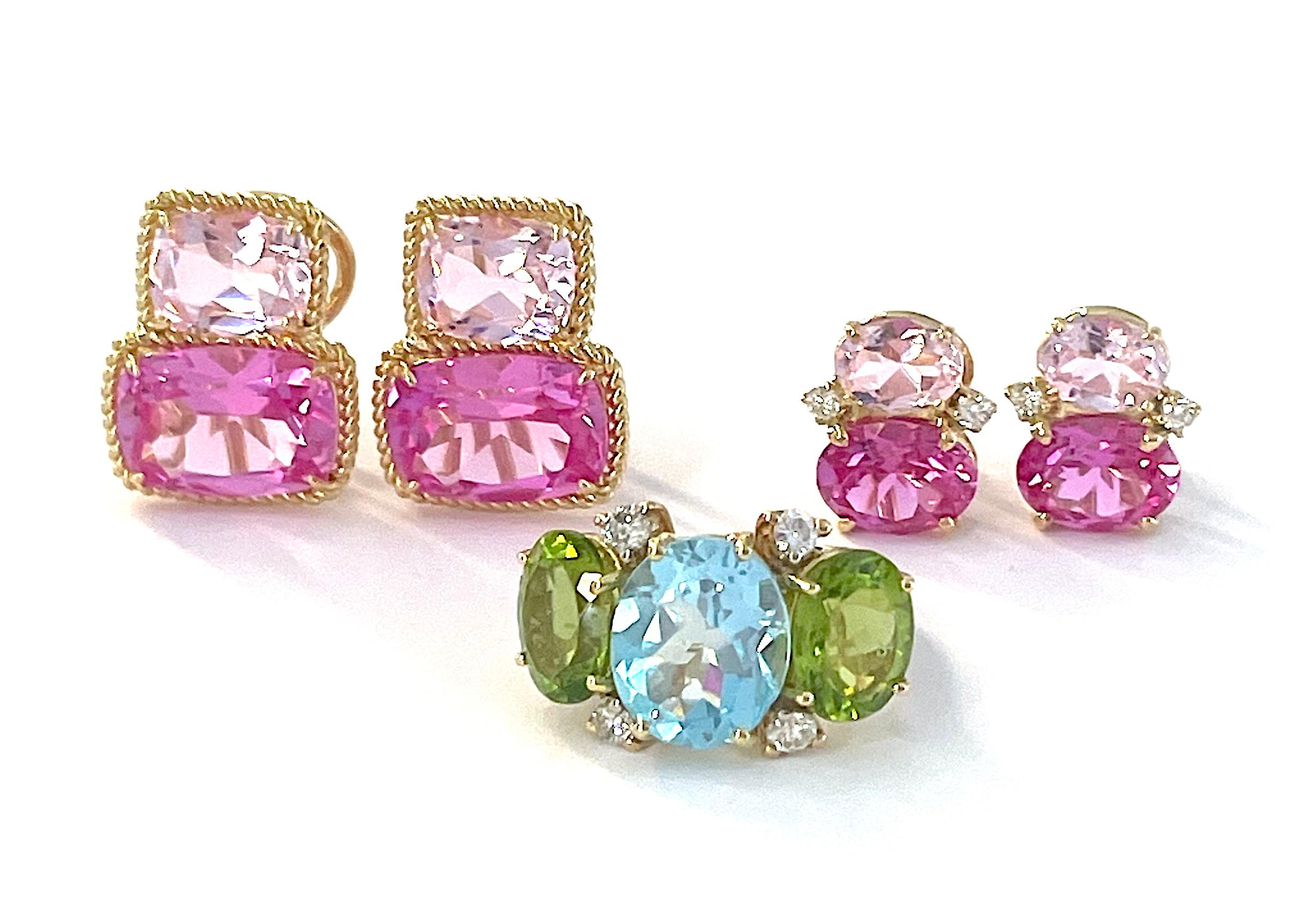 White Gold Double Cushion Earrings with Iolite and Cabochon Chalcedony For Sale 9