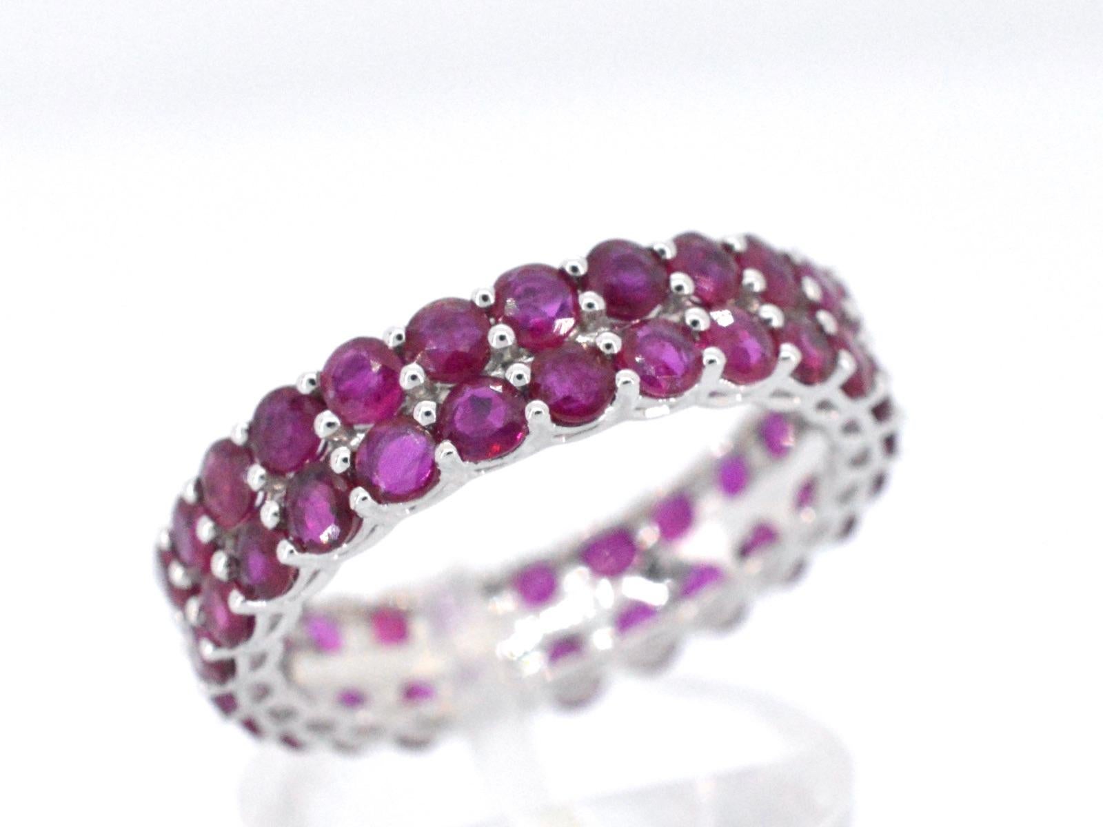 White Gold Double Eternity Ring with Rubies In New Condition For Sale In AMSTELVEEN, NH