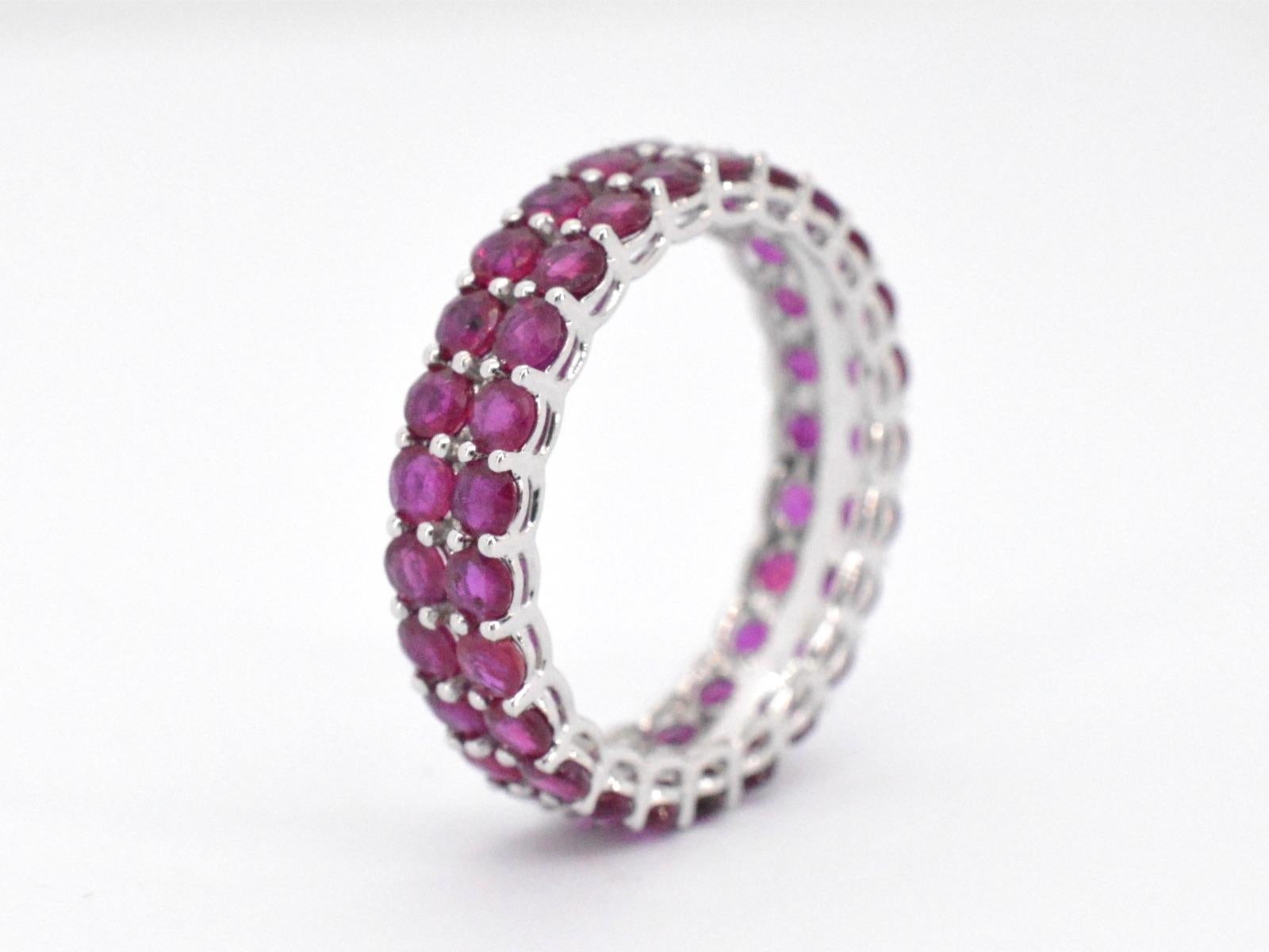 Women's White Gold Double Eternity Ring with Rubies For Sale