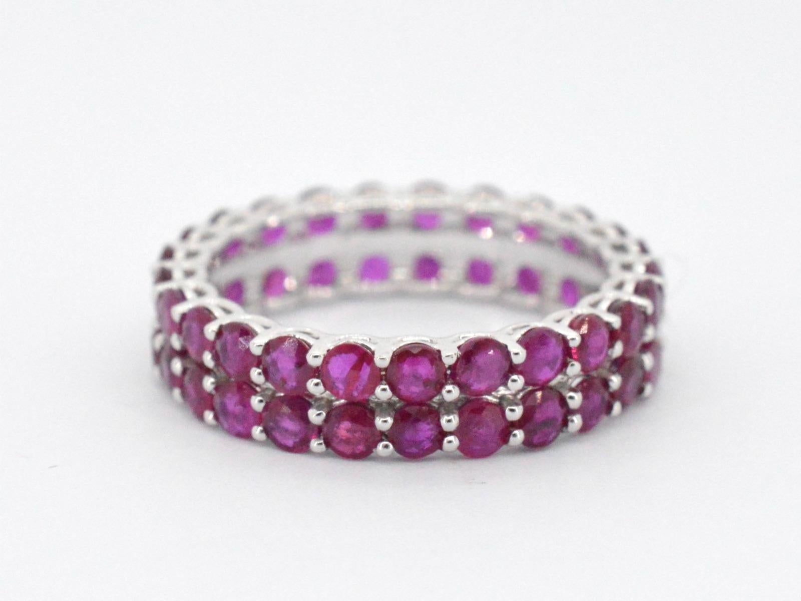White Gold Double Eternity Ring with Rubies For Sale 1