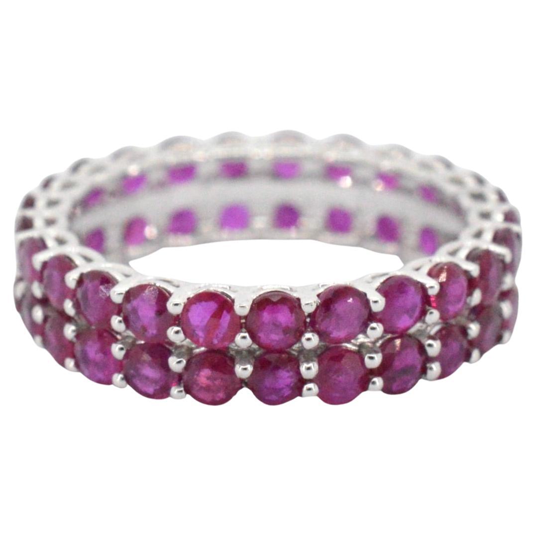 White Gold Double Eternity Ring with Rubies For Sale