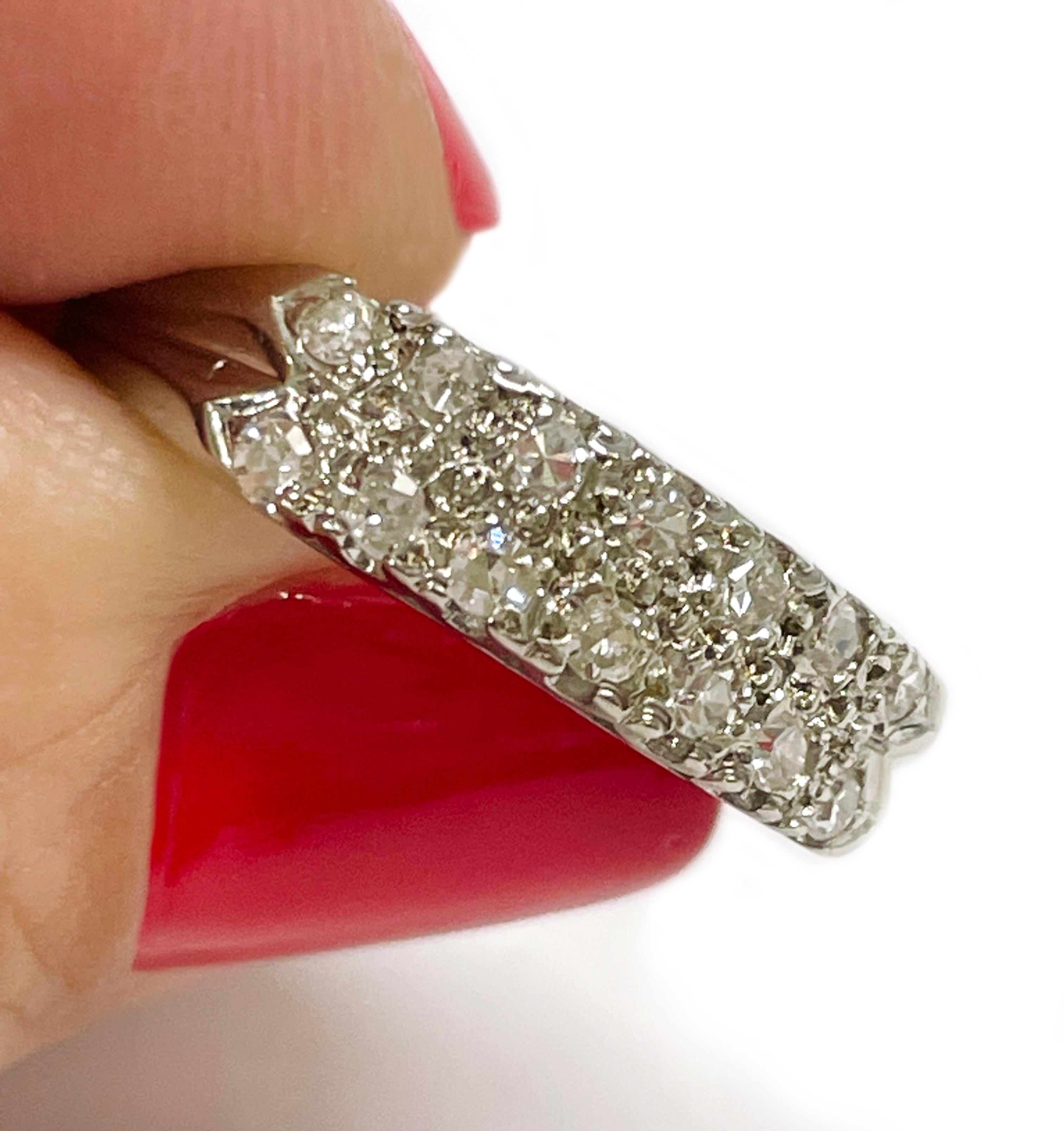 Round Cut White Gold Double Stacked Diamond Ring For Sale