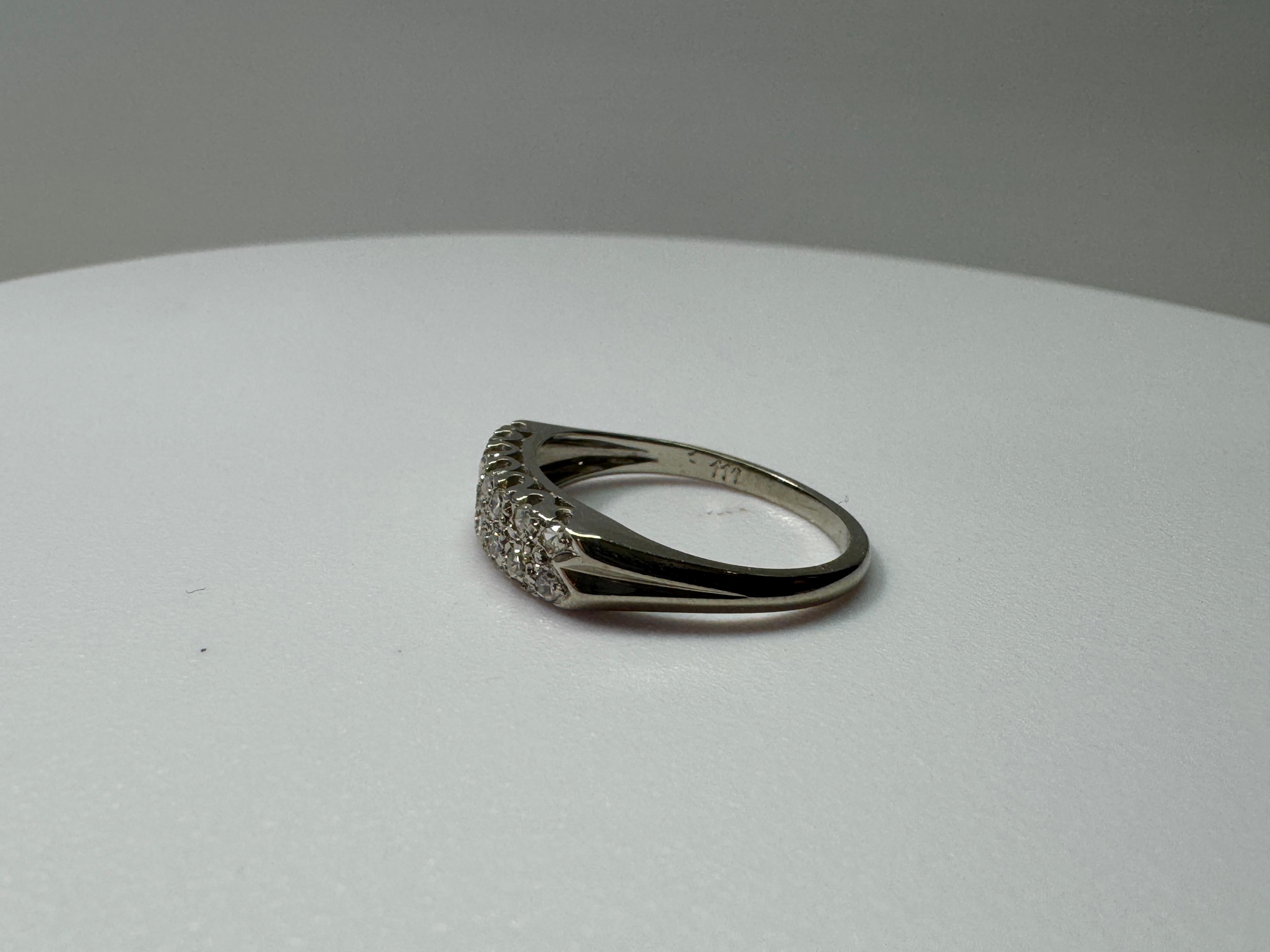 da uomo o donna Anello con doppio diamante impilato in oro bianco in vendita