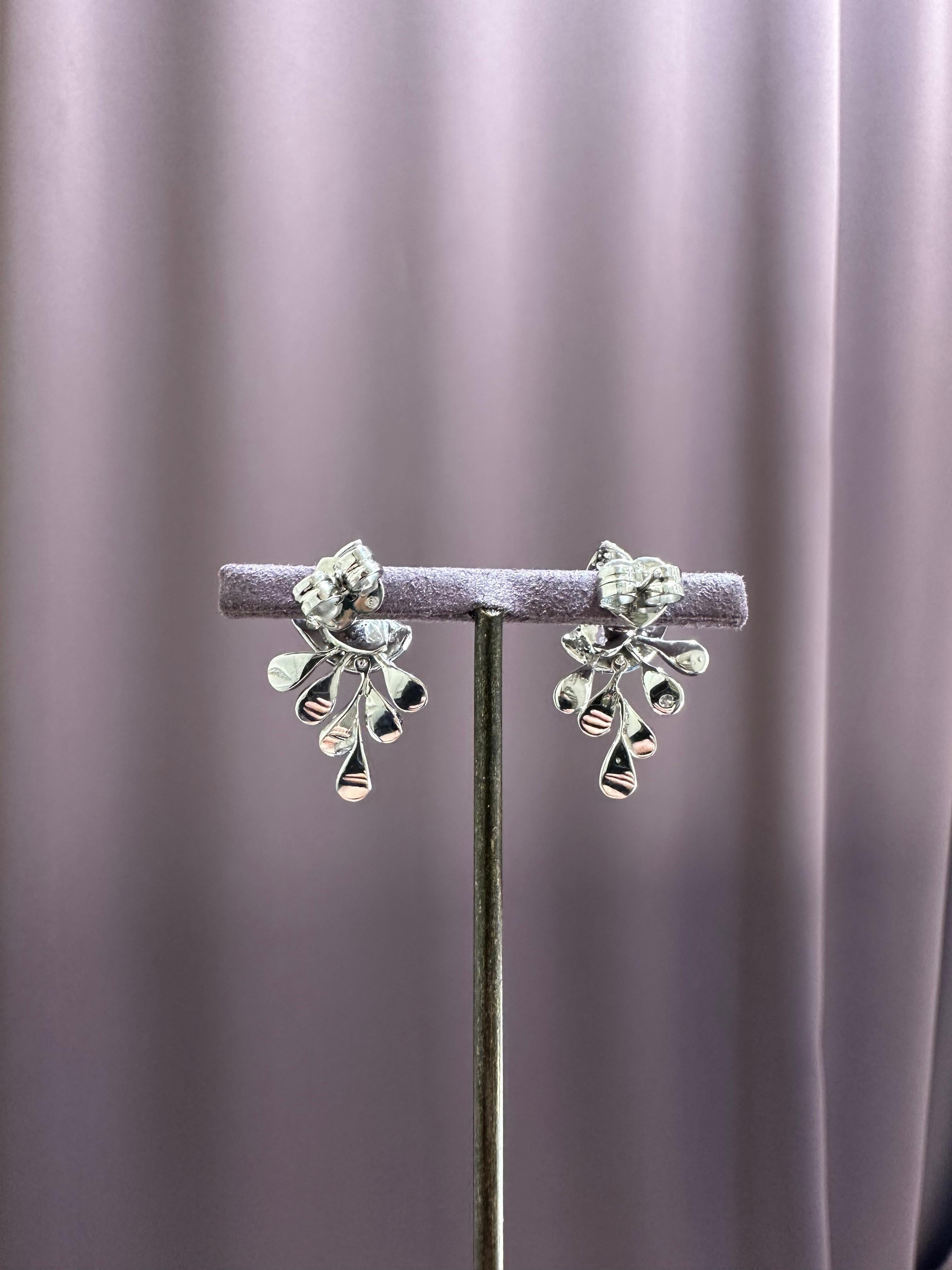 Women's or Men's White Gold Drop Earrings set with Diamonds For Sale