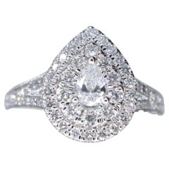 White Gold Drop-Shaped Entourage Ring with Diamonds