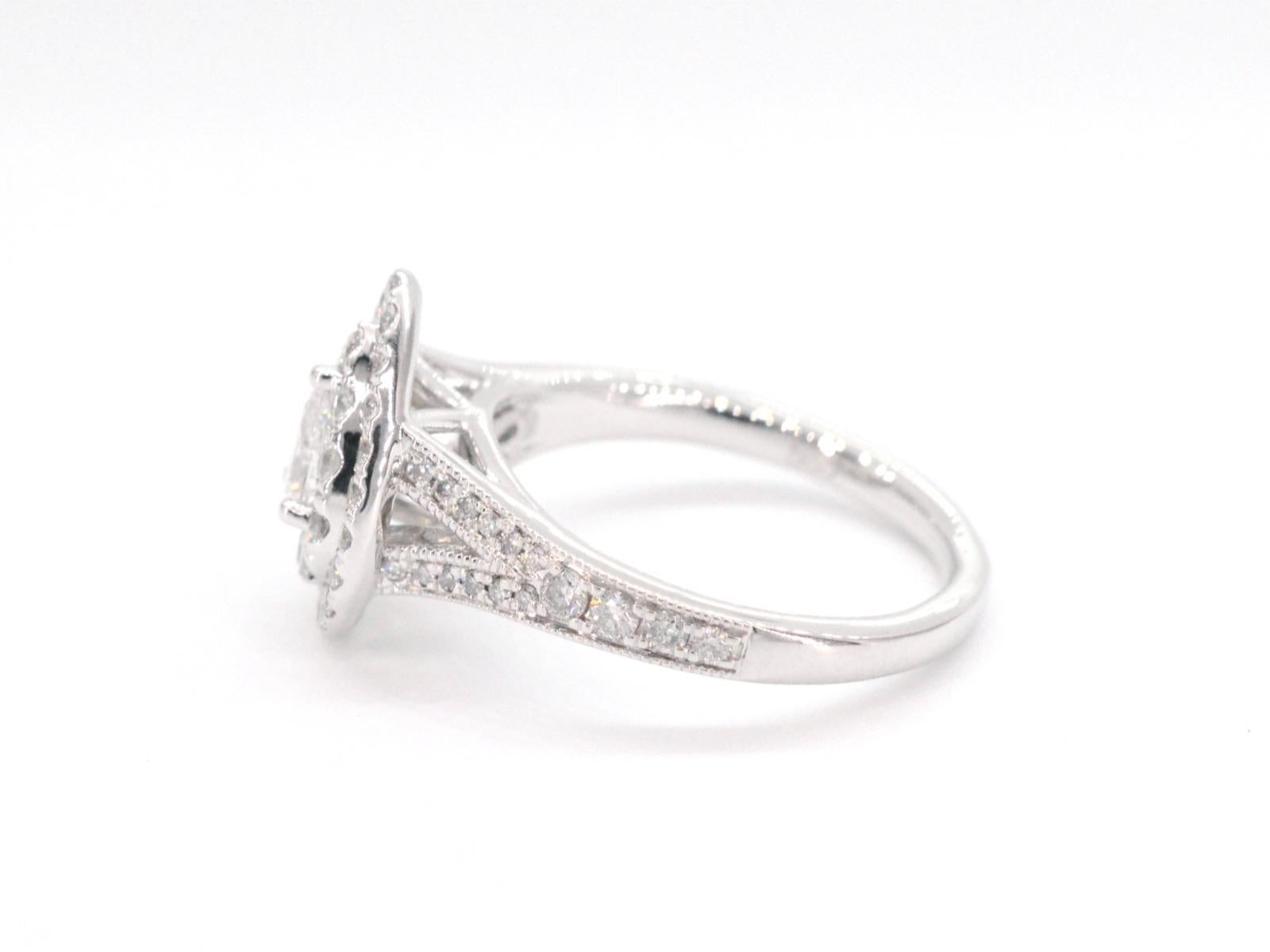 White Gold Drop-Shaped Entourage Ring with Diamonds In New Condition For Sale In AMSTELVEEN, NH
