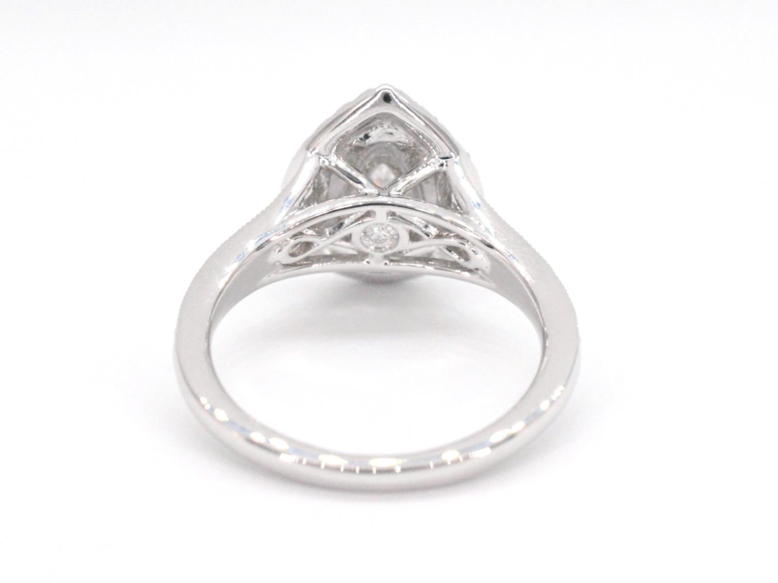 Tropfenförmiger Entourage-Ring aus Weißgold mit Diamanten Damen im Angebot