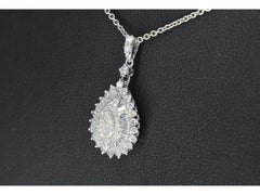 14K White Gold Drop-Shaped Pendant with 0.75ct Diamonds, New