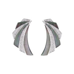 Ananya White Gold Ear Cuffs Set with Mother of Pearl and Diamonds