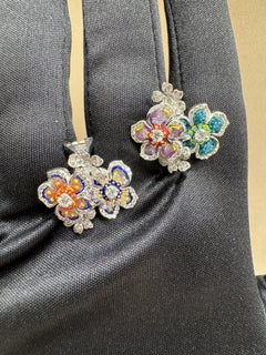 Weißgold-Earrigs aus Weißgold mit weißenenen Diamanten und Mikromosaik