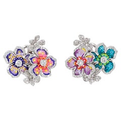 Weißgold-Earrigs aus Weißgold mit weißenenen Diamanten und Mikromosaik