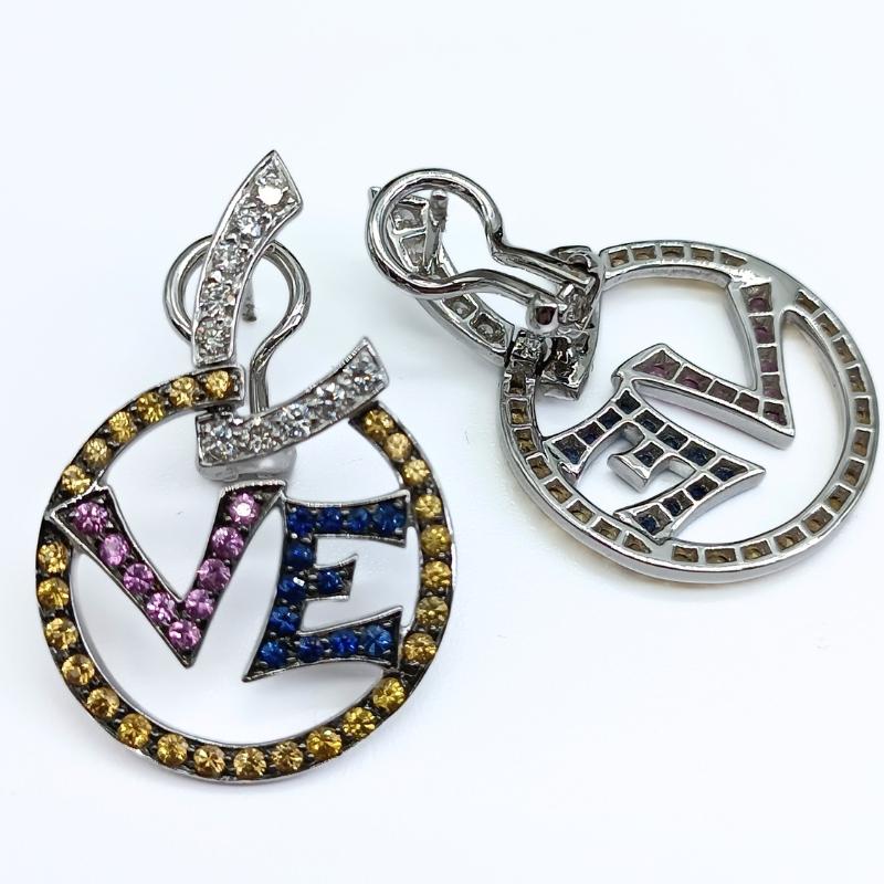 White Gold Earring LOVE In New Condition For Sale In BILBAO, ES