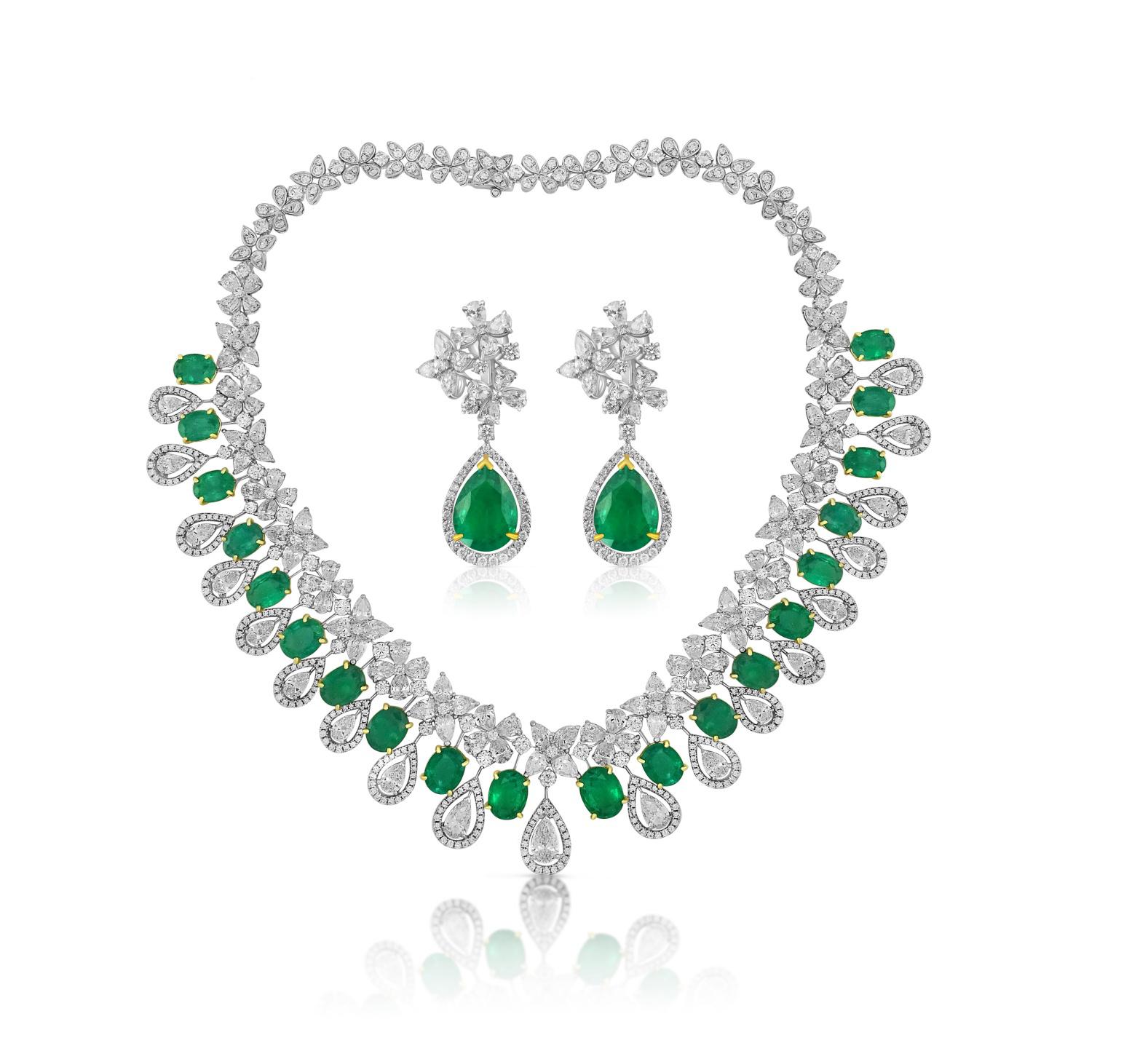 emerald earrings and necklace set