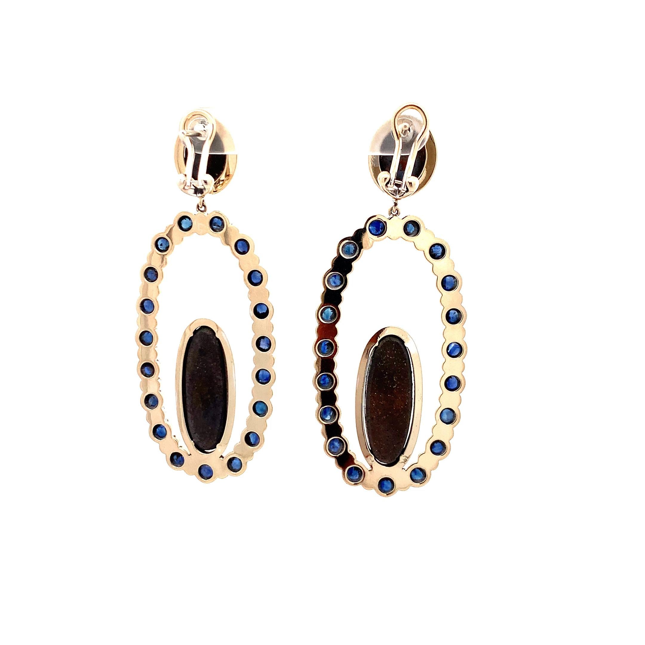 Orecchini in oro bianco 18K con diamanti, zaffiri blu e opali In condizioni Nuovo in vendita a ประเวศ, TH