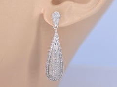 Contemporary 14K White Gold Dangle Earrings with 1.10ct Diamonds