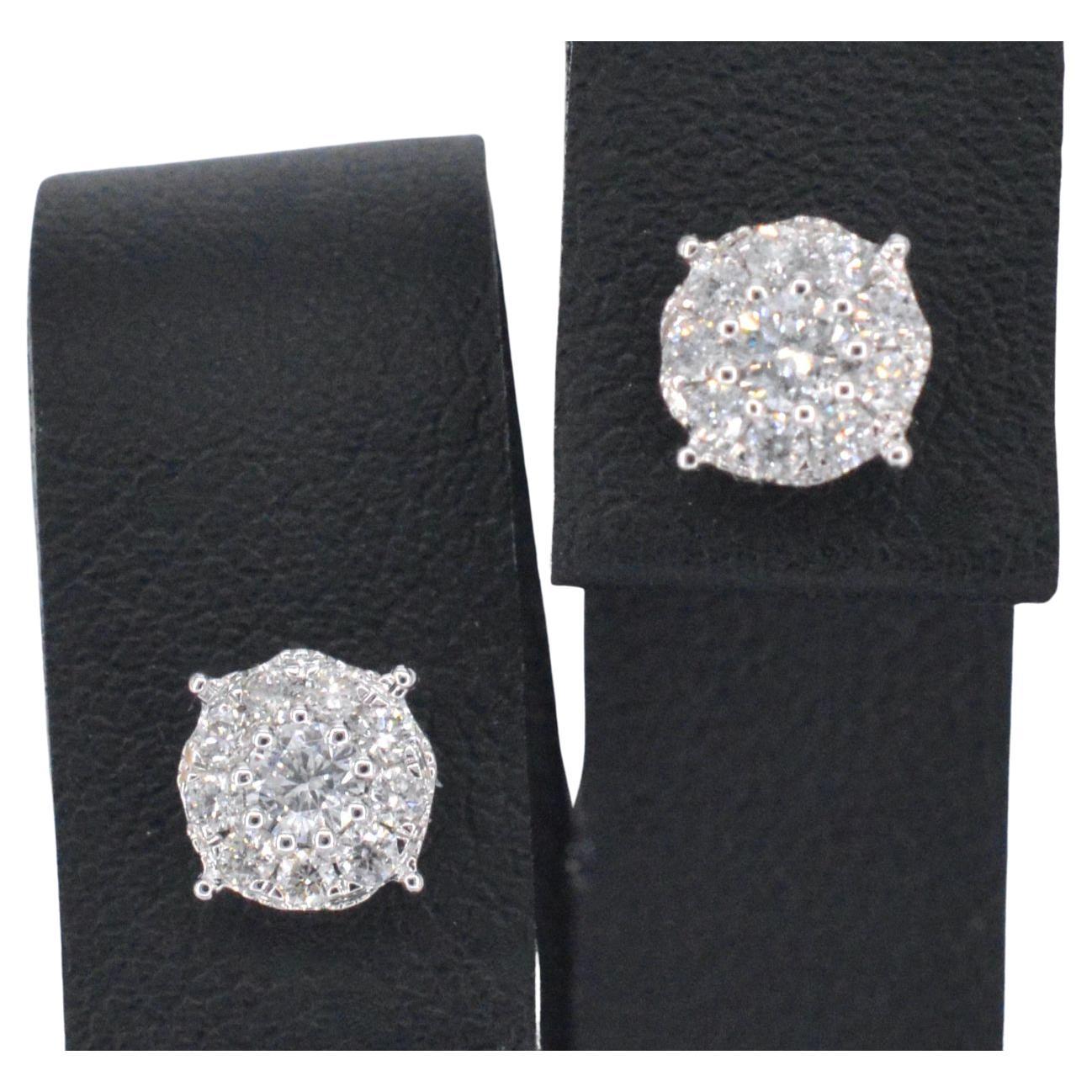 White Gold Earrings with Brilliant Cut Diamonds For Sale