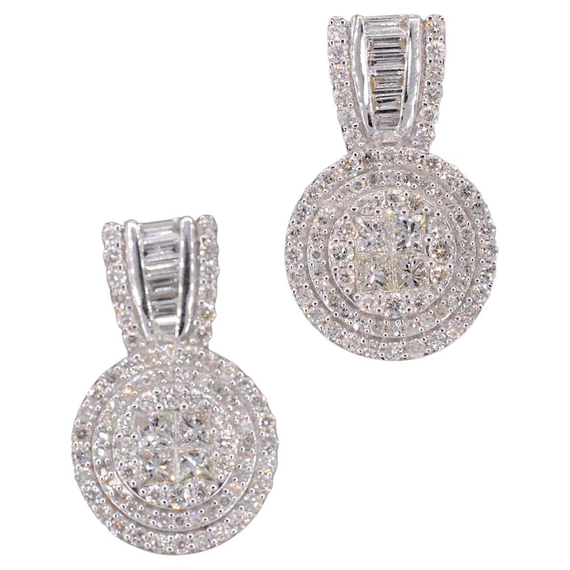 Boucles d'oreilles en or blanc avec diamants taillés en brillant en vente