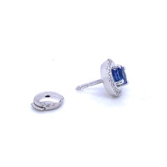 White Gold Earrings with Ceylon Sapphire and Diamonds