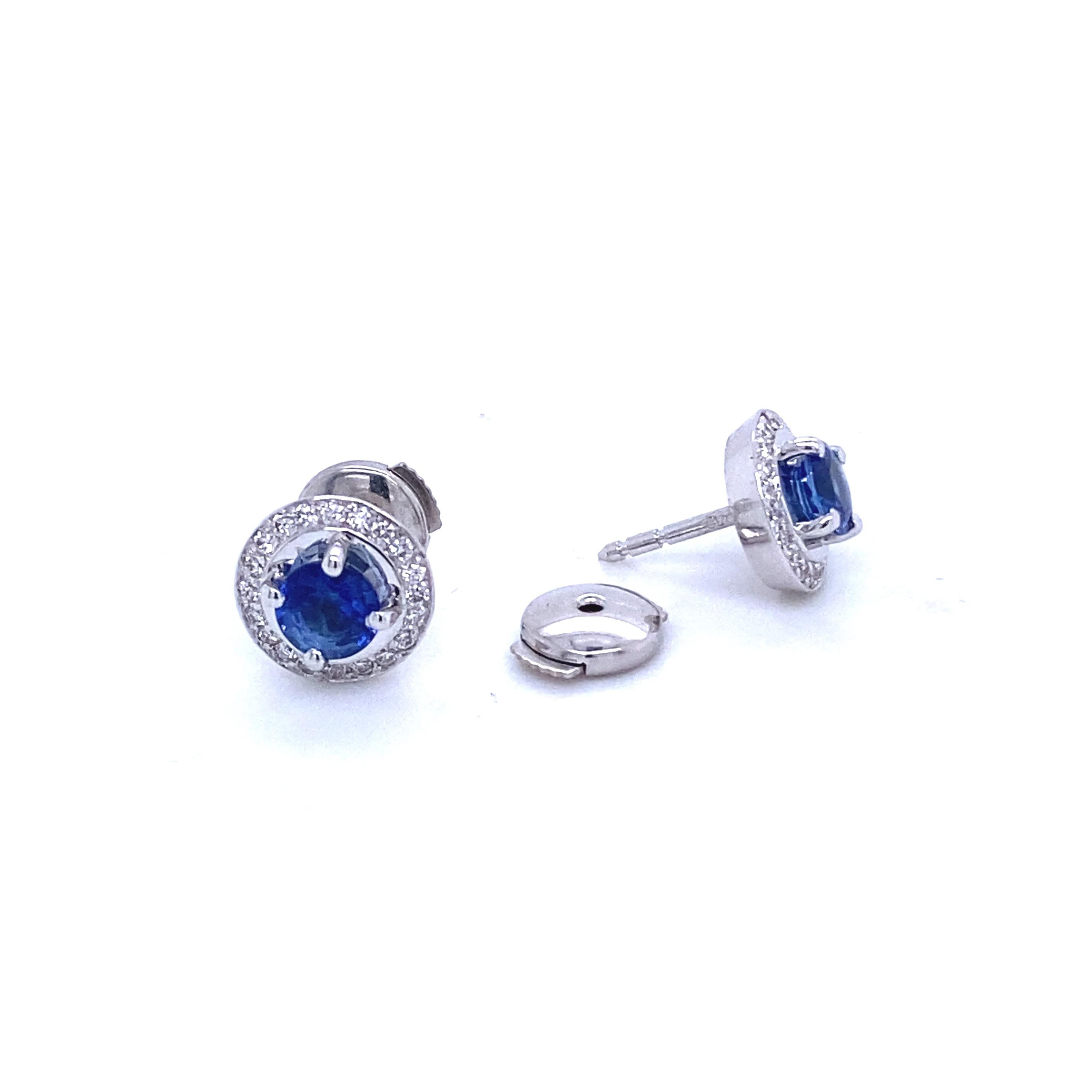 Single Cut White Gold Earrings with Ceylon Sapphire and Diamonds For Sale