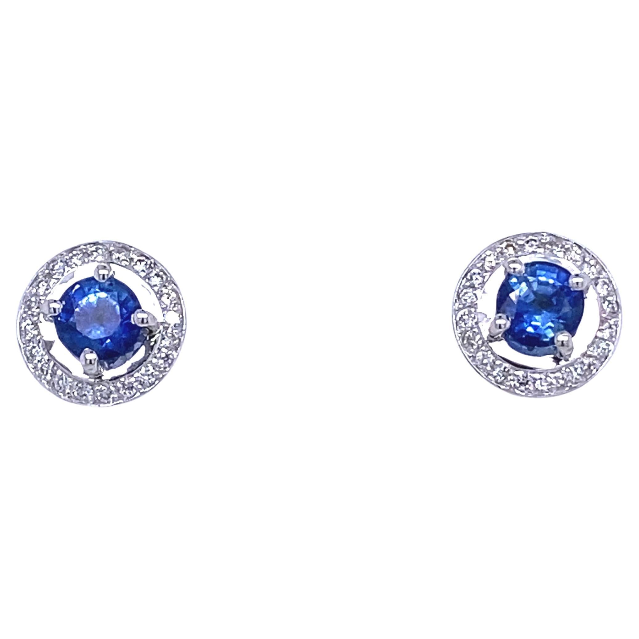 White Gold Earrings with Ceylon Sapphire and Diamonds For Sale