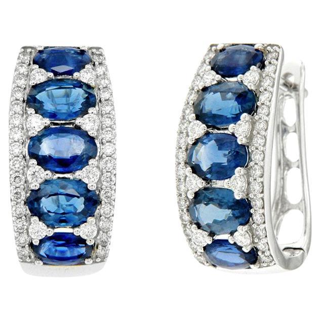 White gold earrings with diamonds and sapphires For Sale