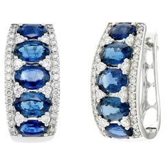 White gold earrings with diamonds and sapphires