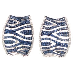 Pendientes de Oro Blanco con Diamantes y Zafiros