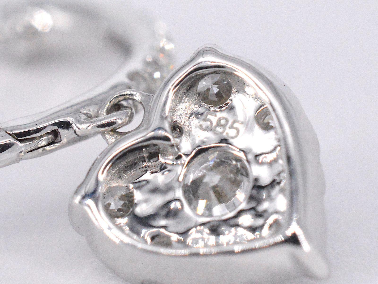 White Gold Earrings with Heart-Shaped Diamonds For Sale 2
