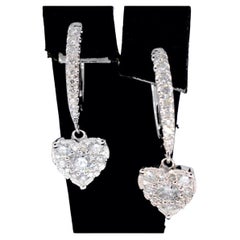 White Gold Earrings with Heart-Shaped Diamonds